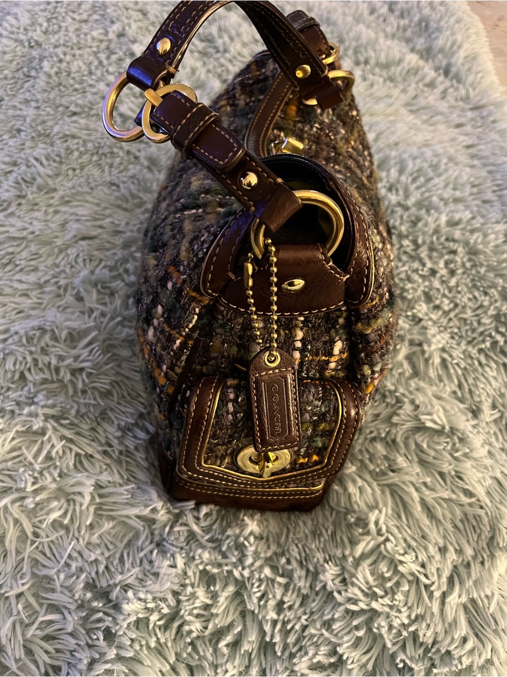 Coach Chelsea Boucle Tweed, Leather & Suede Pocket Satchel RARE STUNNING EUC - Picture 3 of 14